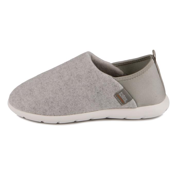 totes® SOLEBOUNCE Ladies Felt Full Back Slipper Grey Extra Image 3